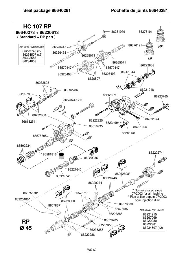 Ingersoll-Rand HC107RP Seal Kit