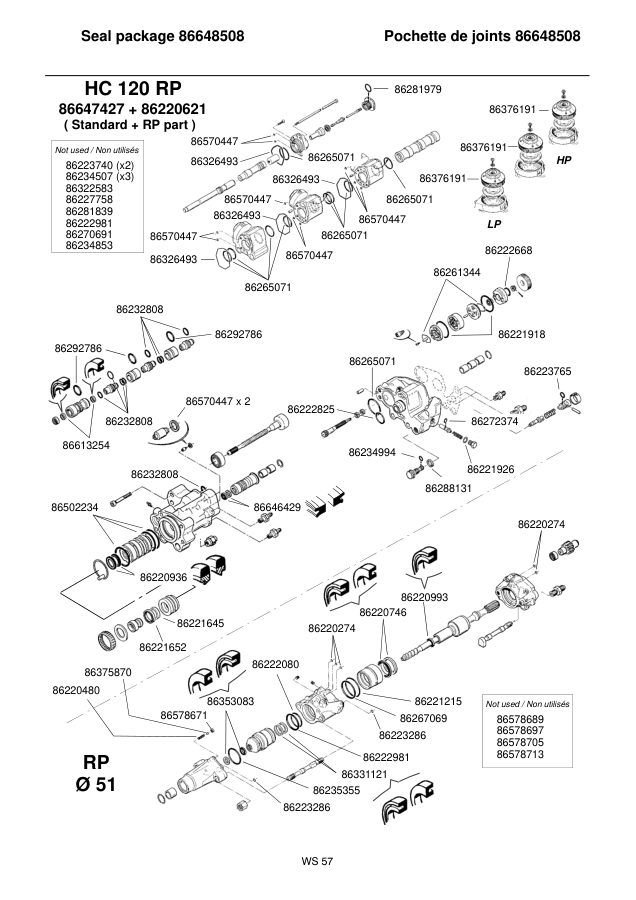 Ingersoll-Rand HC120RP Seal Kit