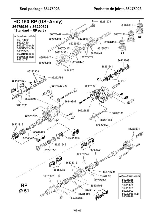 Ingersoll-Rand HC150RP Seal Kit