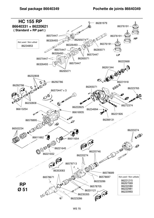 Ingersoll-Rand HC155RP Seal Kit