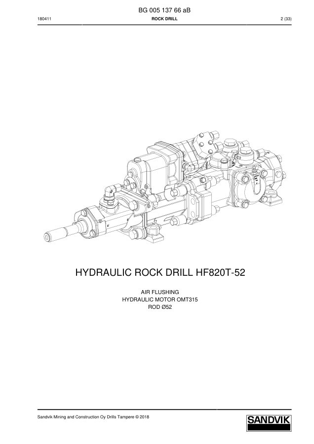 Sandvik HF 820T Hydraulic Rock Drill